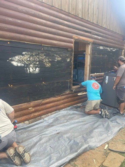 Custom Dutchman Log Rot Repair & UV Staining